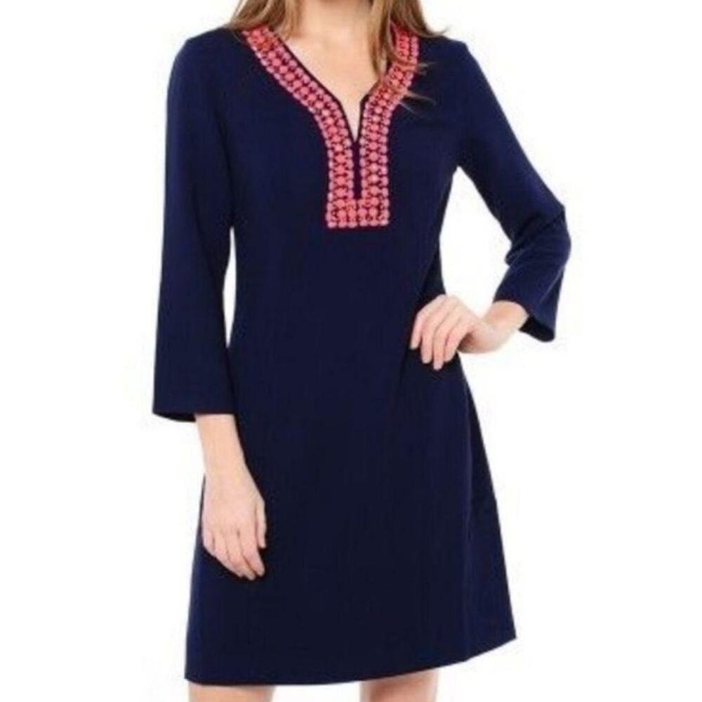 Lilly Pulitzer Navy Mini Dress with Pink Embroidery